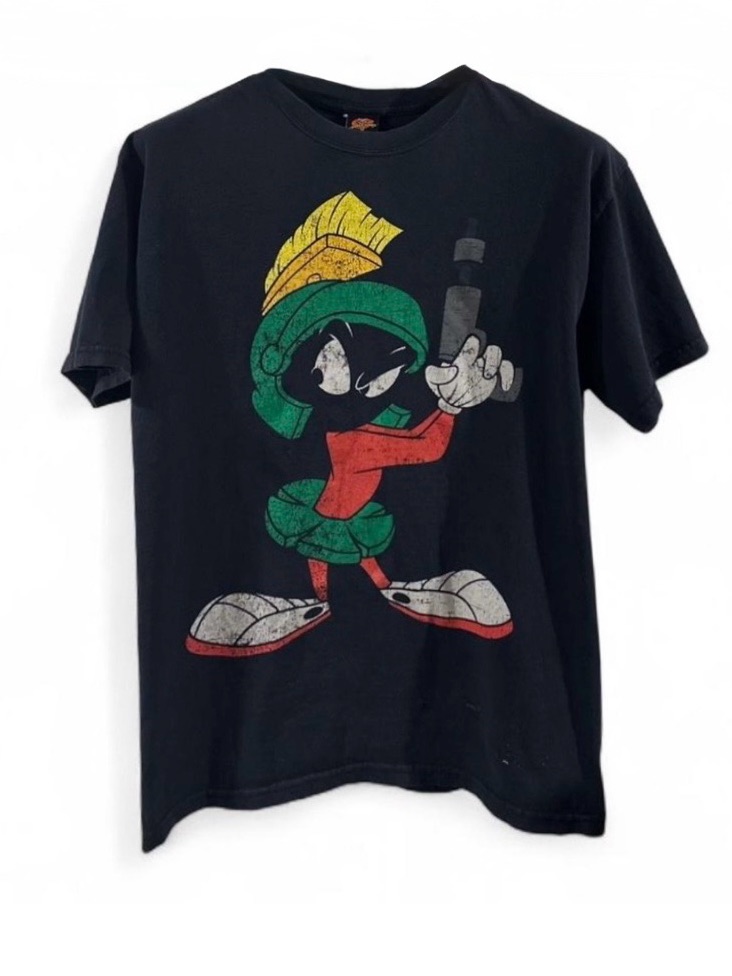 Vtg 90s Men’s Marvin The Martian Black T-Shirt Size Large